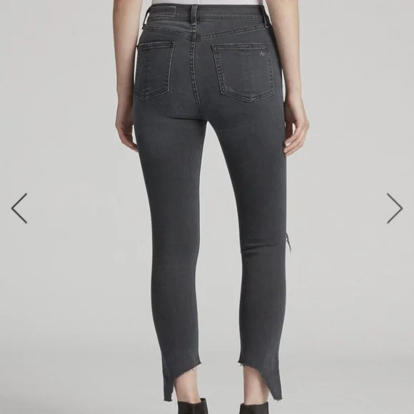 rag & bone High Rise Ankle Skinny Distress Raw-cut Jeans Black Steel Siz… - Picture 3 of 5